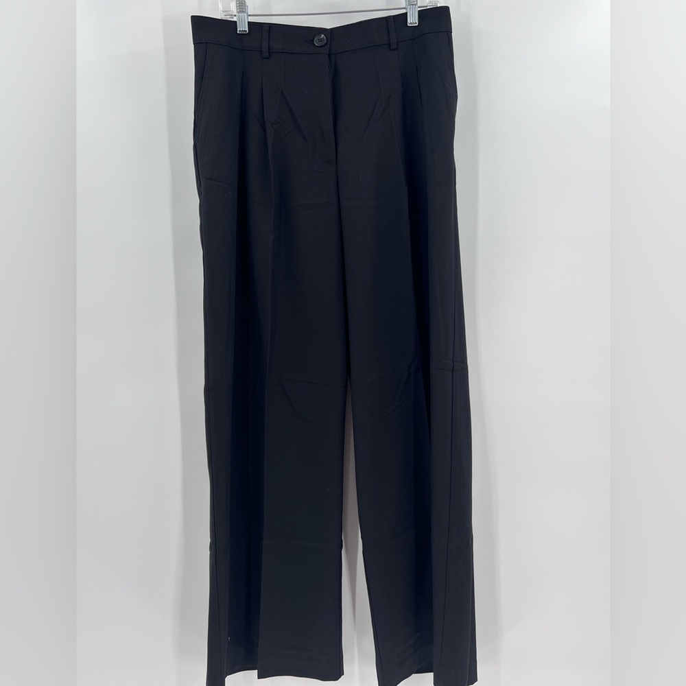h&m black trousers pleated women new black size 10 - Picture 2 of 11